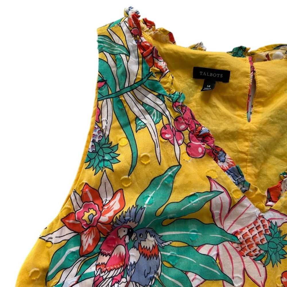 Talbots size 14 Textured Floral SMOCKED BELTED FIT & FLARE MIDI DRESS - Picture 6 of 16
